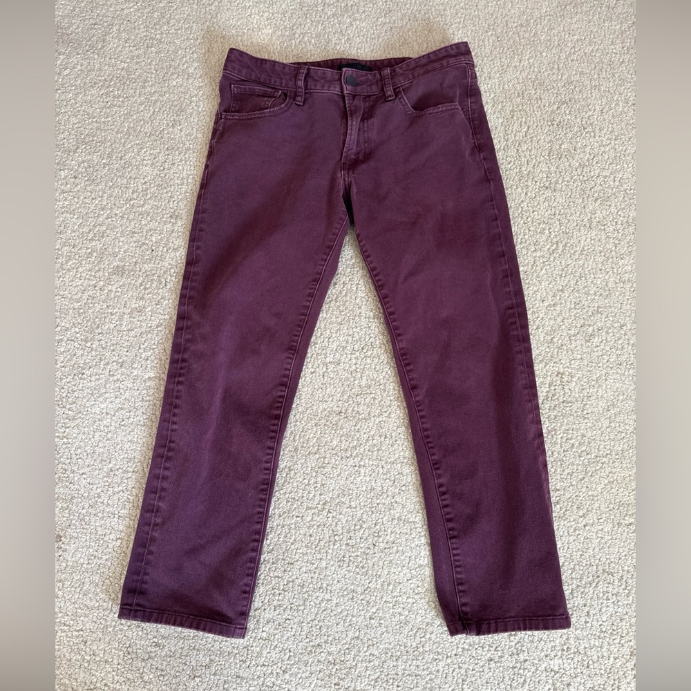 Uniqlo Skinny Tapered Low-Rise 2-Way Stretch Jeans - Burgundy Men's 29Wx34L
